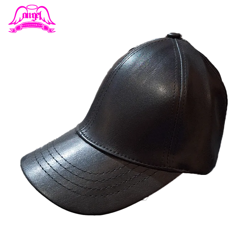 کلاه چرم ساده مشکی